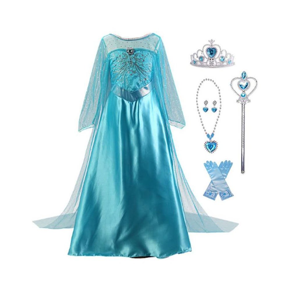 Girl's princess Blue dress costume  cosplay dress up with accessories-Final Sale
